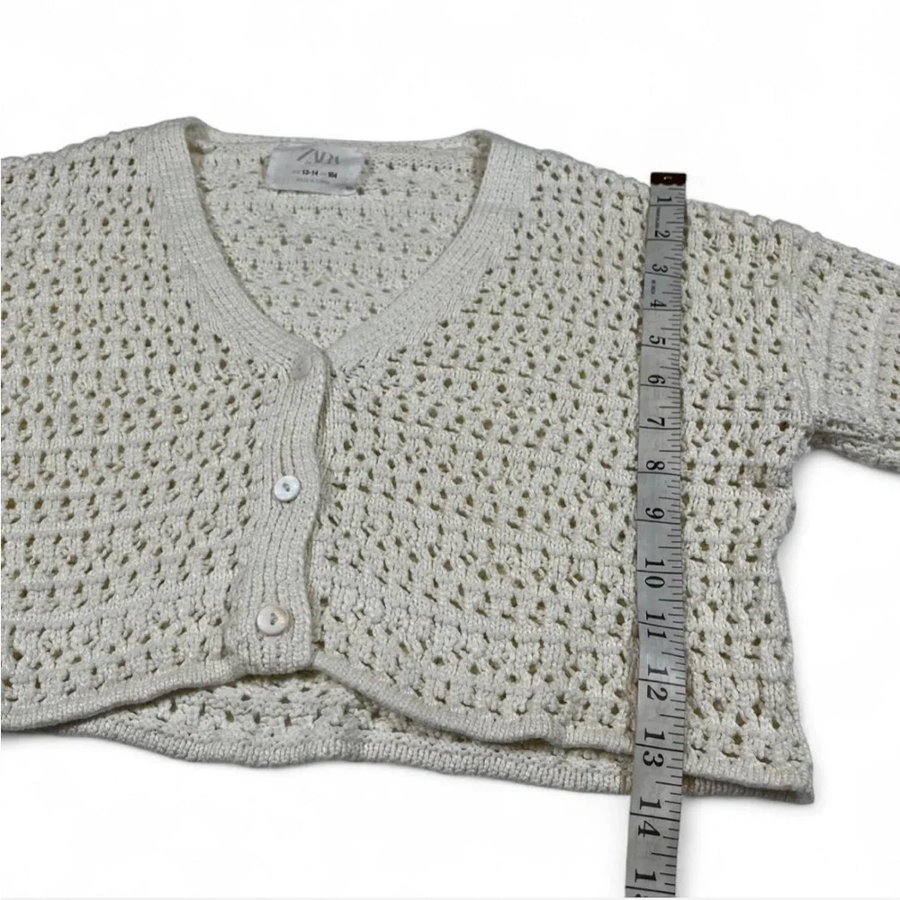 Zara Girl Size 13-14 Button‎ Up Open Knit Crochet Cardigan Fits Women’s S Boho